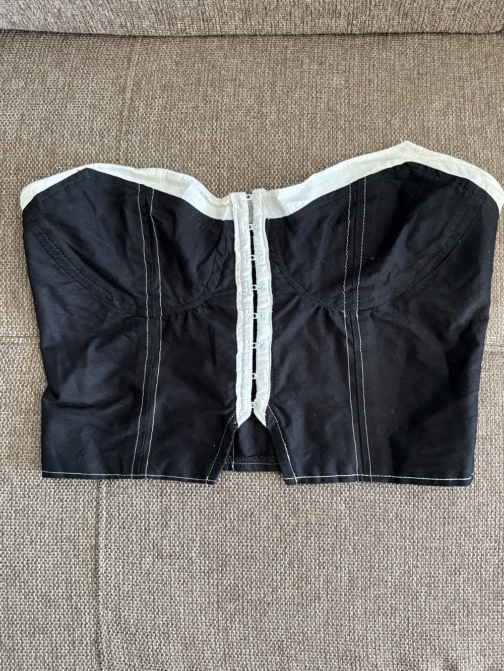 Black and White Strapless Bustier Top
